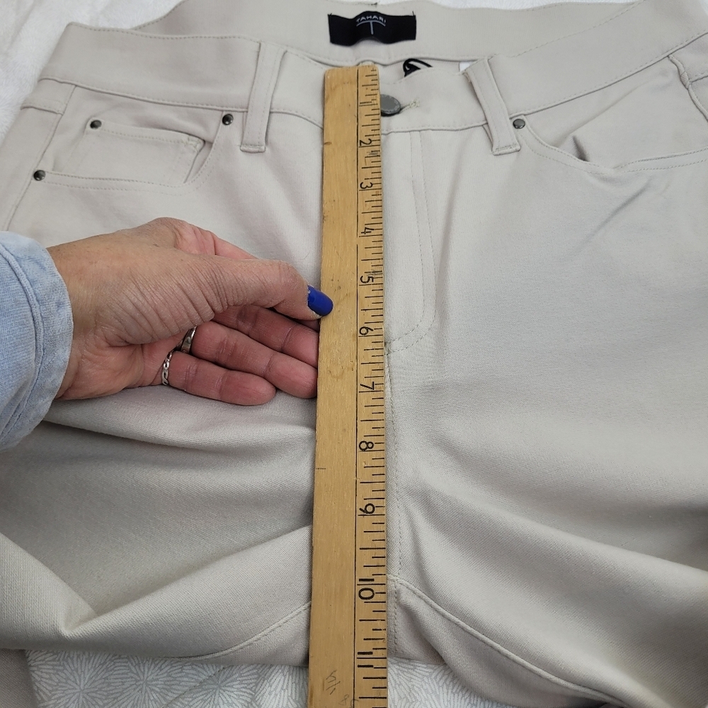 Tahari T Ponte Knit Ecru Ivory Skinny Classic Ponte Pants 5 Pockets NWT Office 4 - Picture 6 of 10